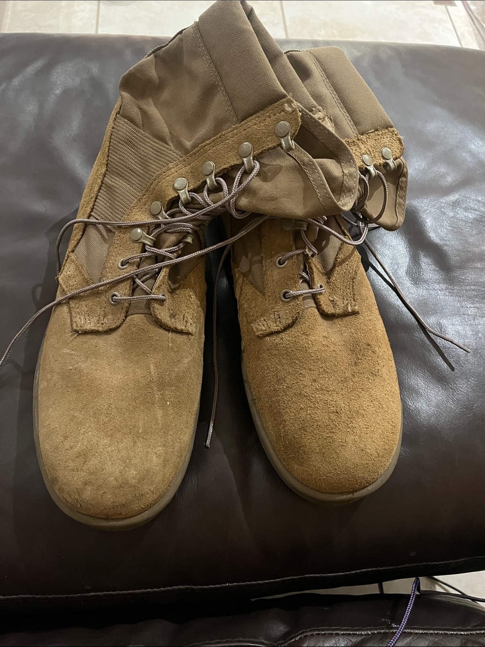 Vibram Brown Suede Tactical Fold-Top Boots